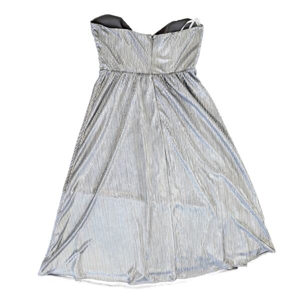 Lovers & Friends Tanya Silver Strapless Midi Maxi Dress Large Party Prom Metalic - Picture 10 of 13